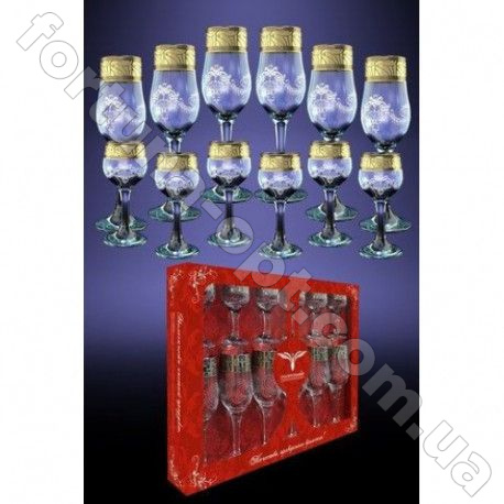 Набор бокалов под шампанское+рюмка Мускат GE 05-160/164 12 предметов ➜ Оптом и в розницу ✅ актуальная цена -Интернет магазин ✅  Фортуна ✅
