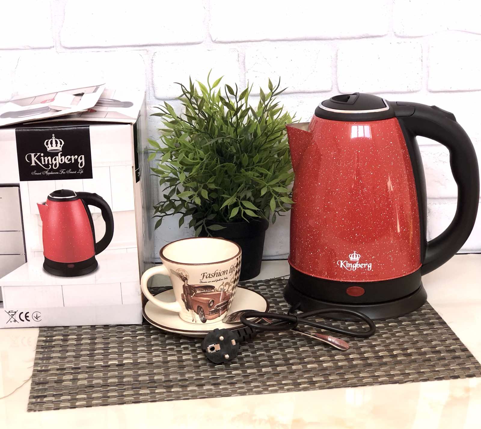 Электрический чайник Красный 2 л Kingberg - 2040 ✅ базовая цена $7.59 ✔ Опт ✔ Скидки ✔ Заходите! - Интернет-магазин ✅ Фортуна-опт ✅
