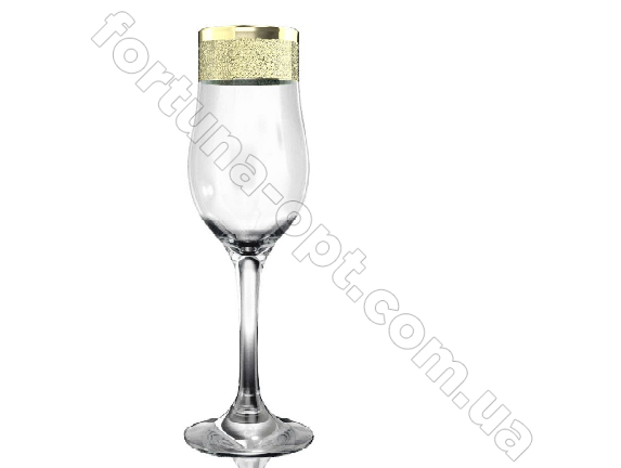 Набор бокалов для шампанского 6 шт Золотой карат KAV 22-160 200 мл ➜ Оптом и в розницу ✅ актуальная цена -Интернет магазин ✅  Фортуна ✅