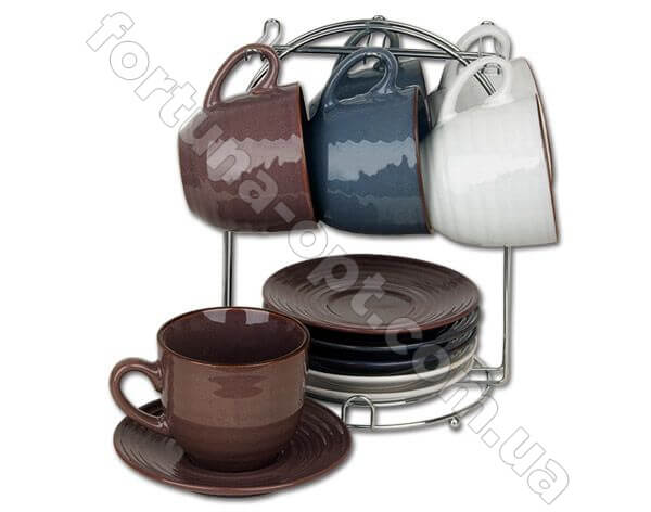 Чайный набор керамический на стойке Elina EL - 2149 12 предметов ➜ Оптом и в розницу ✅ актуальная цена - Интернет магазин ✅ Фортуна ✅