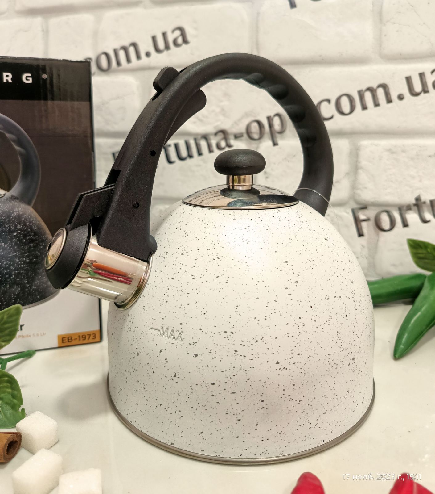 Чайник с мраморной крошкой Edenberg 1,5 л EB - 1973 ✅ базовая цена $9.50 ✔ Опт ✔ Скидки ✔ Заходите! - Интернет-магазин ✅ Фортуна-опт ✅