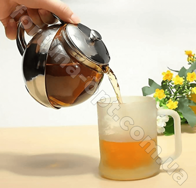Заварочный чайник из закаленного стекла круглый 0.5 л A-Plus - 0111✅базовая цена$4.53✔Опт✔Скидки✔Заходите! - Интернет-магазин ✅Фортуна-опт ✅