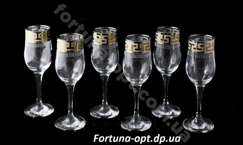 Набор бокалов под шампанское Греческий узор GE 03-160 200 мл ➜ Оптом и в розницу ✅ актуальная цена -Интернет магазин ✅  Фортуна ✅