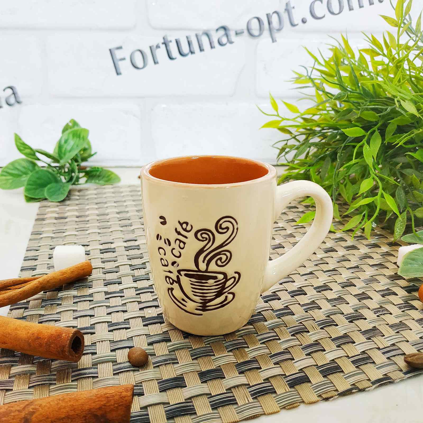 Чашка кофе 100 мл "Кафе" керамика 13653-00 ✅ базовая цена 18.20 грн. ✔ Опт ✔ Скидки ✔ Заходите! - Интернет-магазин ✅ Фортуна-опт ✅
