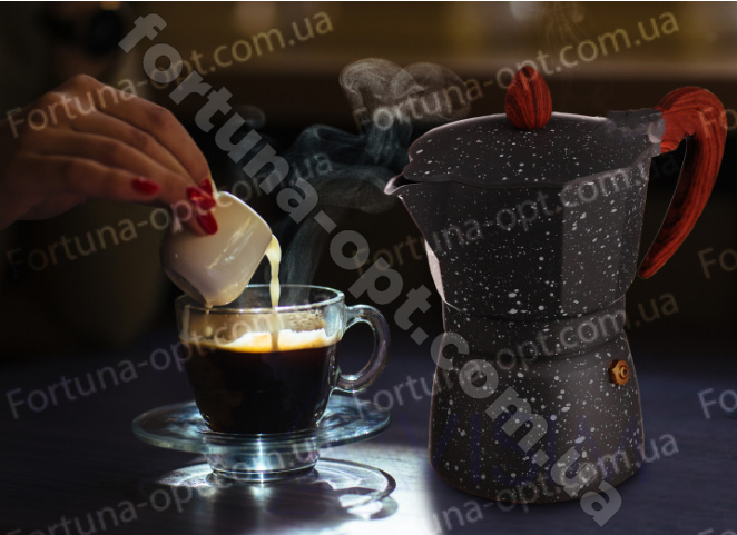 Кофеварка гейзерная мраморная на 3 чашки A-Plus - 2084 ✅ базовая цена $5.98 ✔ Опт ✔ Скидки ✔ Заходите! - Интернет-магазин ✅ Фортуна-опт ✅