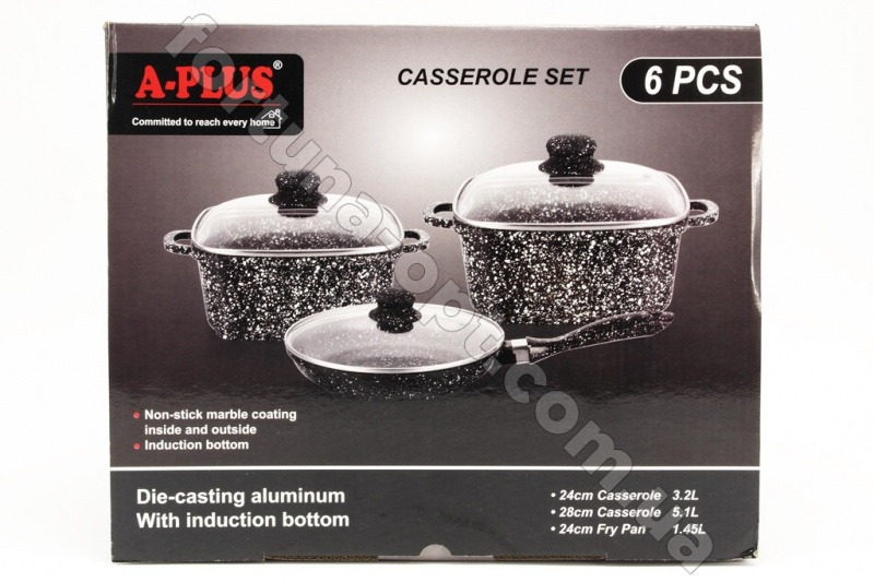 Набор посуды с мраморным покрытием A-Plus - 1505 ✅ базовая цена $41.20 ✔ Опт ✔ Скидки ✔ Заходите! - Интернет-магазин ✅ Фортуна-опт ✅