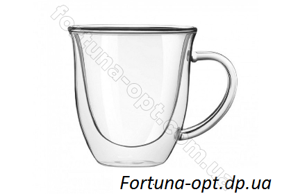 Чашка стеклянная с двойными стенками 350 мл 6752 ✅ базовая цена 108.30 грн. ✔ Опт ✔ Акции ✔ Заходите! - Интернет-магазин Fortuna-opt.com.ua.