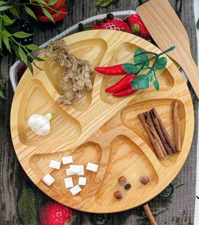 Менажница Ясень 30см круглая 6 секций 0129 ✅ базовая цена 228.11 грн. ✔ Опт ✔ Скидки ✔ Заходите! - Интернет-магазин ✅ Фортуна-опт ✅