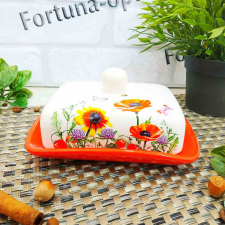 Масленка керамическая Полевой мак 13х18 х 5,5 см 3397-5 ✅ базовая цена 166.32 грн. ✔ Опт ✔ Скидки ✔ Заходите! - Интернет-магазин ✅ Фортуна-опт ✅