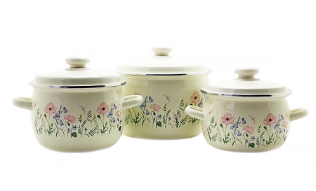 Набор эмалированных кастрюль Элика молочная 926 ( 2,5 л, 3,5 л, 5 л ) ✅ базовая цена 600.31 грн. ✔ Опт ✔ Скидки ✔ Заходите! - Интернет-магазин ✅ Фортуна-опт ✅