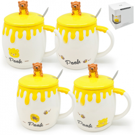 Чашка с крышкой и ложкой керамика 400 мл Pooh Stenson - 00529 ✅ базовая цена $6.46 ✔ Опт ✔ Скидки ✔ Заходите! - Интернет-магазин ✅ Фортуна-опт ✅