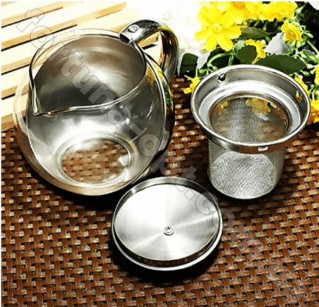 Заварник из закаленного стекла и нержавейки 0.75 л A-Plus - 0112  ✅ базовая цена $3.49 ✔ Опт ✔ Скидки ✔ Заходите! - Интернет-магазин ✅ ;Фортуна-опт ✅