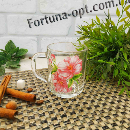 Чашка стеклянная 200 мл Цветы - 8100 ✅ базовая цена 39.60 грн. ✔ Опт ✔ Скидки ✔ Заходите! - Интернет-магазин ✅ Фортуна-опт ✅
