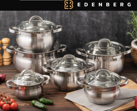 Набор нержавеющих кастрюль яблочной формы 6шт/набор Edenberg EB - 4065 ✅ картинка - Интернет-магазин ✅ Fortuna-opt.com.ua. ✅ Набор нержавеющих кастрюль яблочной формы 6шт/набор Edenberg EB - 4065➜ Опт и розница ✅ актуальная цена -Интернет магазин ✅ Фортуна ✅