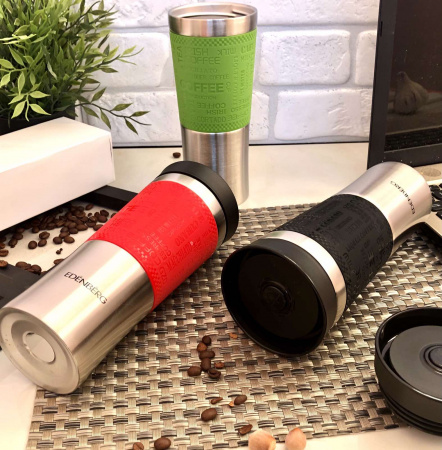 Термокружка с силиконовым держателем Edenberg EB - 633 - 0,48 л ➜ фото ➜ розн цена $6.82 - Интернет-магазин ✅ Fortuna-opt.com.ua. ✅