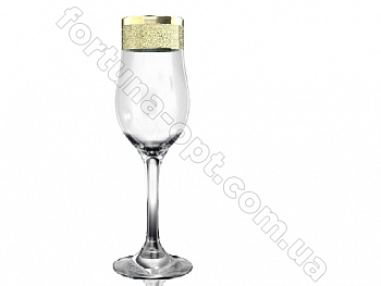 Набор бокалов для шампанского 6 шт Золотой карат KAV 22-160 200 мл ➜ Оптом и в розницу ✅ актуальная цена -Интернет магазин ✅  Фортуна ✅
