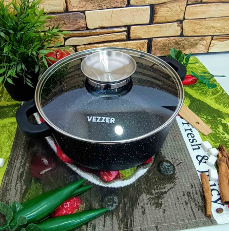 Казан 4.5л Vezzer круглый темный гранит 8006 ✅ базовая цена 713.54 грн. ✔ Опт ✔ Скидки ✔ Заходите! - Интернет-магазин ✅ Фортуна-опт ✅