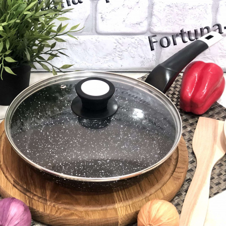 Сковорода гранитная с крышкой A-Plus - 1479 - 20 см ✅ базовая цена $8.69 ✔ Опт ✔ Скидки ✔ Заходите! - Интернет-магазин ✅ Фортуна-опт ✅