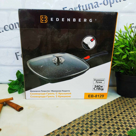 Сковорода гриль со съемной ручкой и крышкой Edenberg EB - 8129 ✅ базовая цена $17.04 ✔ Опт ✔ Скидки ✔ Заходите! - Интернет-магазин ✅ Фортуна-опт ✅