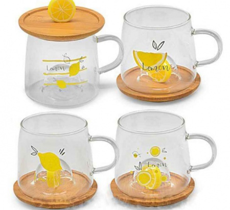 Чашка с крышкой подставкой 280 мл Lemon Stenson - 29551 ✅ базовая цена $4.90 ✔ Опт ✔ Скидки ✔ Заходите! - Интернет-магазин ✅ Фортуна-опт ✅