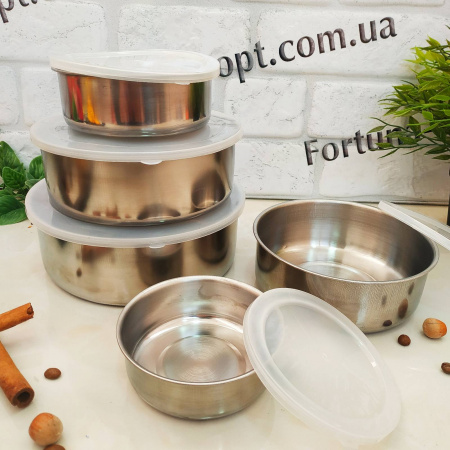 Судочки нержавеющие с крышками A-Plus - 1018 - 5 шт ✅ базовая цена $2.84 ✔ Опт ✔ Скидки ✔ Заходите! - Интернет-магазин ✅Фортуна-опт ✅