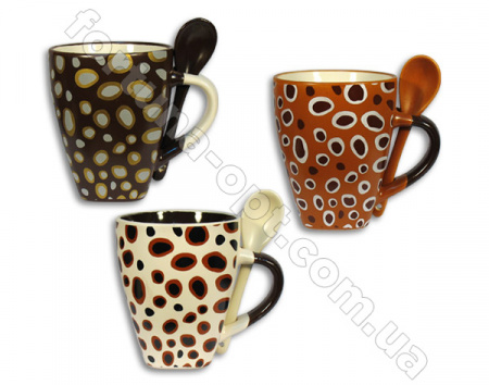 Чашка керамическая с ложкой 340 мл Леопард Elina EL - 3175 ✅ базовая цена 40.90 грн. ✔ Опт ✔ Скидки ✔ Заходите! - Интернет-магазин ✅ Фортуна-опт ✅