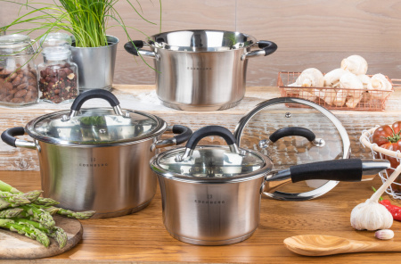 Набор нержавеющих кастрюль с ковшом Edenberg EB - 2403 ✅ картинка - Интернет-магазин ✅ Fortuna-opt.com.ua. ✅ Набор нержавеющих кастрюль с ковшом Edenberg EB - 2403➜ Опт и розница ✅ актуальная цена -Интернет магазин ✅ Фортуна ✅