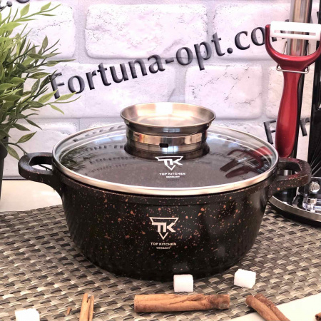 Кастрюля-казан Top Kitchen 4,5 л черный в оранжевую точку мрамор TК 00052 ✅ базовая цена $17.16 ✔ Опт ✔ Скидки ✔ Заходите! - Интернет-магазин ✅ Фортуна-опт ✅