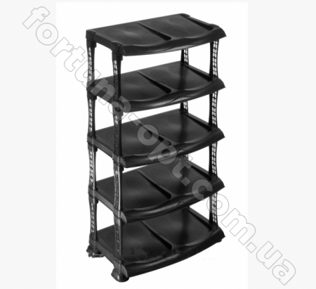 Полка для  обуви 5-ти ярусная черная (Люкс) 0724 ✅ базовая цена 370.57 грн. ✔ Опт ✔ Скидки ✔ Заходите! - Интернет-магазин ✅ Фортуна-опт ✅