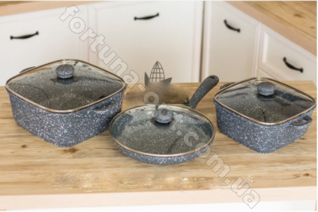 Набор посуды с мраморным покрытием A-Plus - 1505 ✅ картинка - Интернет-магазин ✅ Fortuna-opt.com.ua. ✅ Набор посуды с мраморным покрытием A-Plus - 1505 ✅ базовая цена $41.20 ✔ Опт ✔ Скидки ✔ Заходите! - Интернет-магазин ✅ Фортуна-опт ✅