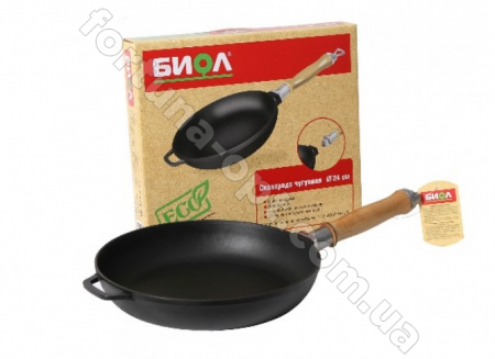 Низкая чугунная сковорода Биол со съемной ручкой 24 см 0124 ✅ базовая цена 248.24 грн. ✔ Опт ✔ Скидки ✔ Заходите! - Интернет-магазин ✅ Фортуна-опт ✅