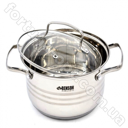 Набор кастрюль из нержавеющей стали Benson BN - 203➜ Опт и розница ✅ актуальная цена -Интернет магазин ✅ Фортуна ✅