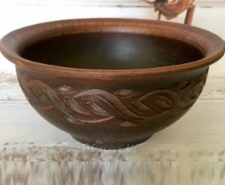 Миска Киссе 0,6л резная из красной глины - 2931 ✅ базовая цена 30.19 грн. ✔ Опт ✔ Скидки ✔ Заходите! - Интернет-магазин ✅ Фортуна-опт ✅