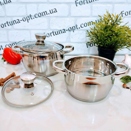 Набор кастрюль из нержавеющей стали A-Plus - 2182 ✅ картинка - Интернет-магазин ✅ Fortuna-opt.com.ua. ✅ Набор кастрюль из нержавеющей стали A-Plus - 2182➜ Опт и розница ✅ актуальная цена -Интернет магазин ✅ Фортуна ✅