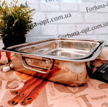 Набор противней нержавеющих  A - Plus - 0766 ✅ базовая цена $12.18 ✔ Опт ✔ Скидки ✔ Заходите! - Интернет-магазин ✅ Фортуна-опт ✅