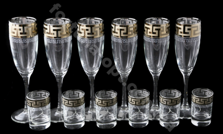 Набор бокалов под шампанское+стопка Греческий узор GE 03-1687/837 12 предметов ✅ базовая цена 355.80 грн. ✔ Опт ✔ Скидки ✔ Заходите! - Интернет-магазин ✅ Фортуна-опт ✅
