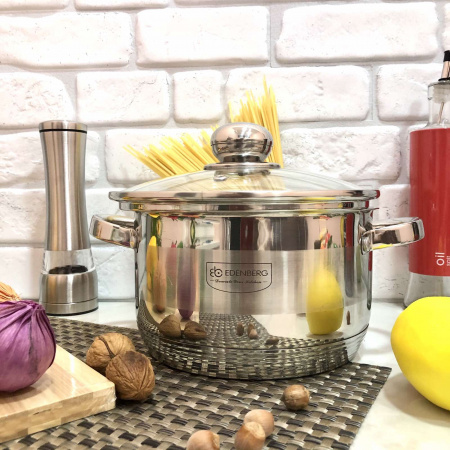 Кастрюля нержавеющая с крышкой Edenberg EB - 3006 - 4,0 л ✅ базовая цена $21.17 ✔ Опт ✔ Скидки ✔ Заходите! - Интернет-магазин ✅ Фортуна-опт ✅