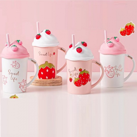 Чашка с силиконовой крышкой и трубочкой 400 мл Sweet life Stenson - 00518 ✅ базовая цена $6.70 ✔ Опт ✔ Скидки ✔ Заходите! - Интернет-магазин ✅ Фортуна-опт ✅