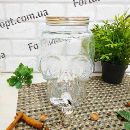 Лимонадник стеклянный с краном Череп 3,9 л 9037-04 ✅ базовая цена 314 грн. ✔ Опт ✔ Скидки ✔ Заходите! - Интернет-магазин ✅ Фортуна-опт ✅