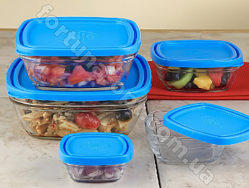 Набор салатников с крышкой 5 шт Duralex - 9015  ➜ Оптом и в розницу ✅ актуальная цена -Интернет магазин ✅ Фортуна ✅