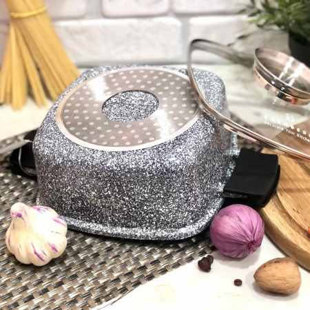 Казан - жаровня с мраморным покрытием Edenberg ЕВ - 3975 - 6,5 л - 28 см ✅ базовая цена $20.94 ✔ Опт ✔ Скидки ✔ Заходите! - Интернет-магазин ✅ Фортуна-опт ✅