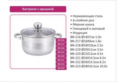 Кастрюля из нержавеющей стали Benson - 219 -3,5 л ✅ картинка - Интернет-магазин ✅ Fortuna-opt.com.ua. ✅ Кастрюля из нержавеющей стали Benson - 219 -3,5 л ✅ базовая цена $13.51 ✔ Опт ✔ Скидки ✔ Заходите! - Интернет-магазин ✅ Фортуна-опт ✅