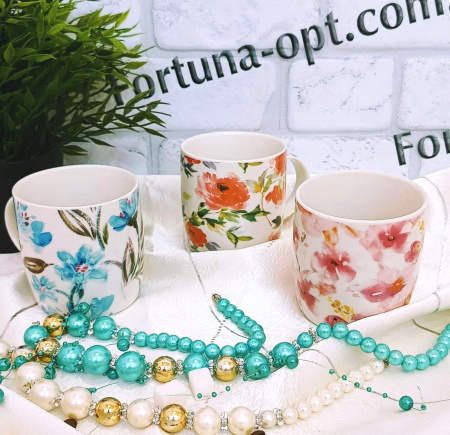 Чашка 400 мл "Цветы" 16125-13 (Ст) ✅ базовая цена $1.31 ✔ Опт ✔ Скидки ✔ Заходите! - Интернет-магазин ✅ Фортуна-опт ✅