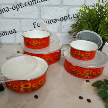 Набор эмалированных цветных судков A - Plus - 0961 - 5 шт ✅ базовая цена $6.12 ✔ Опт ✔ Скидки ✔ Заходите! - Интернет-магазин ✅Фортуна-опт ✅