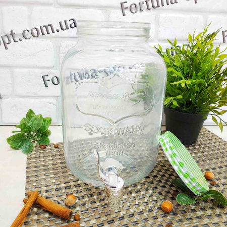 Лимонадник стеклянный с краном 4 л 9038-1 ✅ базовая цена 316.61 грн. ✔ Опт ✔ Скидки ✔ Заходите! - Интернет-магазин ✅ Фортуна-опт ✅
