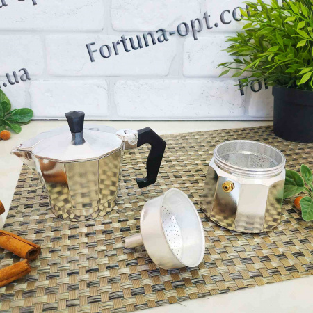 Гейзерная кофеварка алюминий на 3 чашки A-Plus - 2081 ✅ базовая цена $4.42 ✔ Опт ✔ Скидки ✔ Заходите! - Интернет-магазин ✅ Фортуна-опт ✅