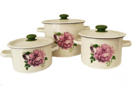 Набор эмалированный "242" Лаура 3л/4,5л/5,5л цилиндрическая форма ✅ базовая цена 1&nbsp;040.19 грн. ✔ Опт ✔ Скидки ✔ Заходите! - Интернет-магазин ✅ Фортуна-опт ✅