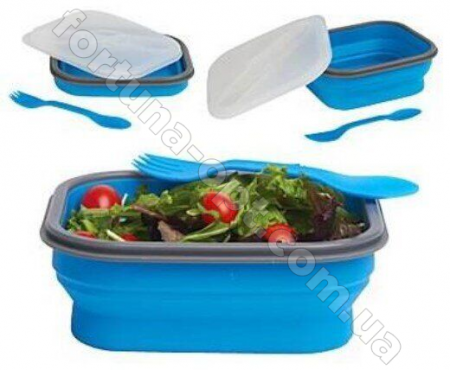 Ланч-бокс силиконовый складной Frico FRU - 383 - 800 мл ➜ фото ➜ розн цена $5.04 - Интернет-магазин ✅ Fortuna-opt.com.ua. ✅