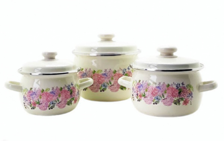 Набор эмалированный 1,5л/2,5л/3,5л "928" Анабель молочная ✅ базовая цена 929.89 грн. ✔ Опт ✔ Скидки ✔ Заходите! - Интернет-магазин ✅ Фортуна-опт ✅