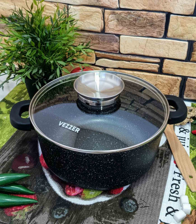 Казан 5.6л Vezzer круглый темный гранит 8012 ✅ базовая цена 851.25 грн. ✔ Опт ✔ Скидки ✔ Заходите! - Интернет-магазин ✅ Фортуна-опт ✅